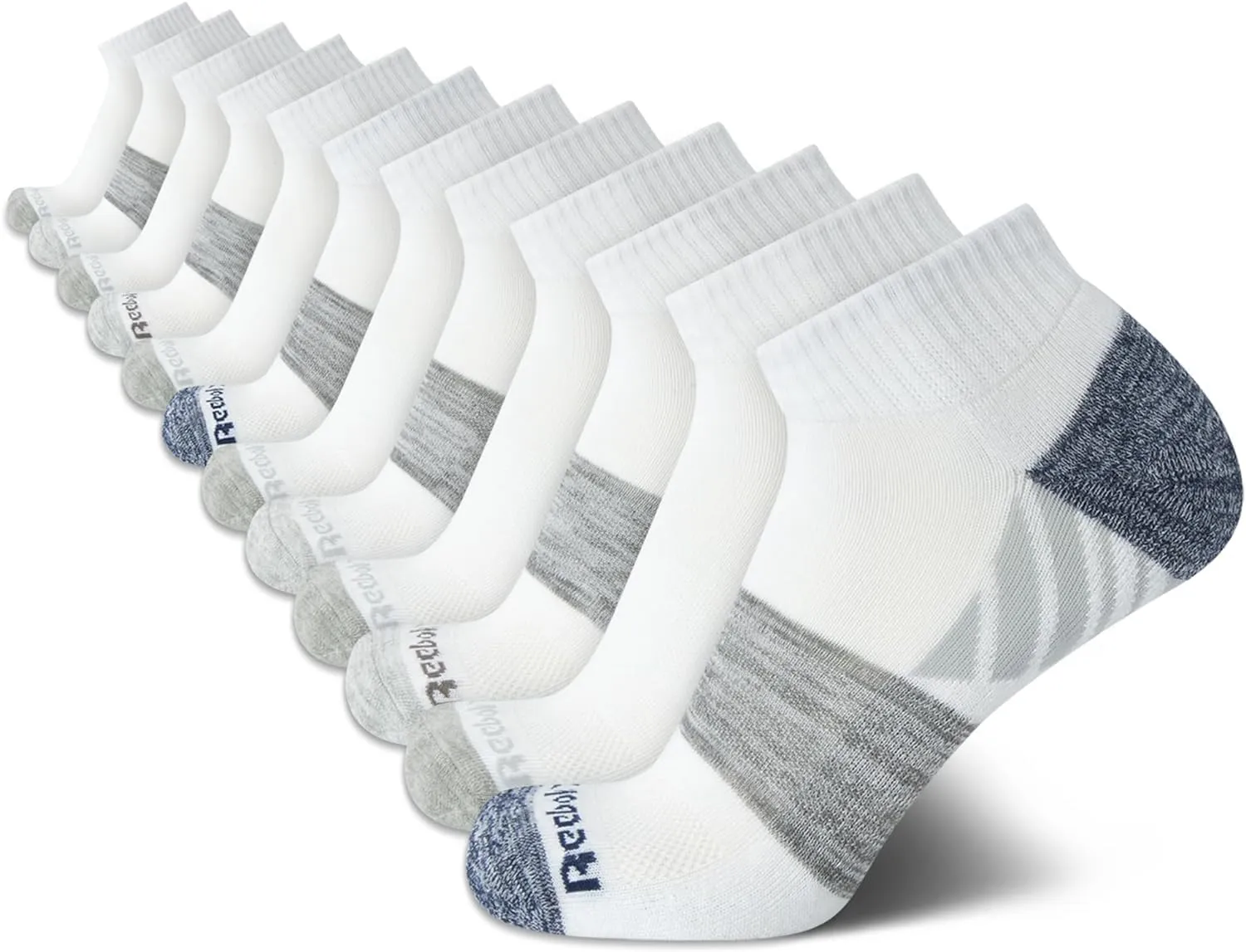 Reebok Men's Quarter Socks - 12 Pack Performance Comfort Athletic Socks - Breathable Ankle Socks for Men (6-12.5)