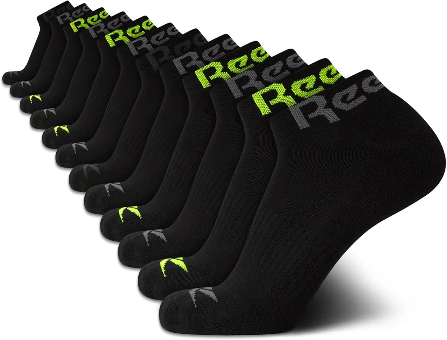Reebok Men's Quarter Socks - 12 Pack Performance Comfort Athletic Socks - Breathable Ankle Socks for Men (6-12.5)