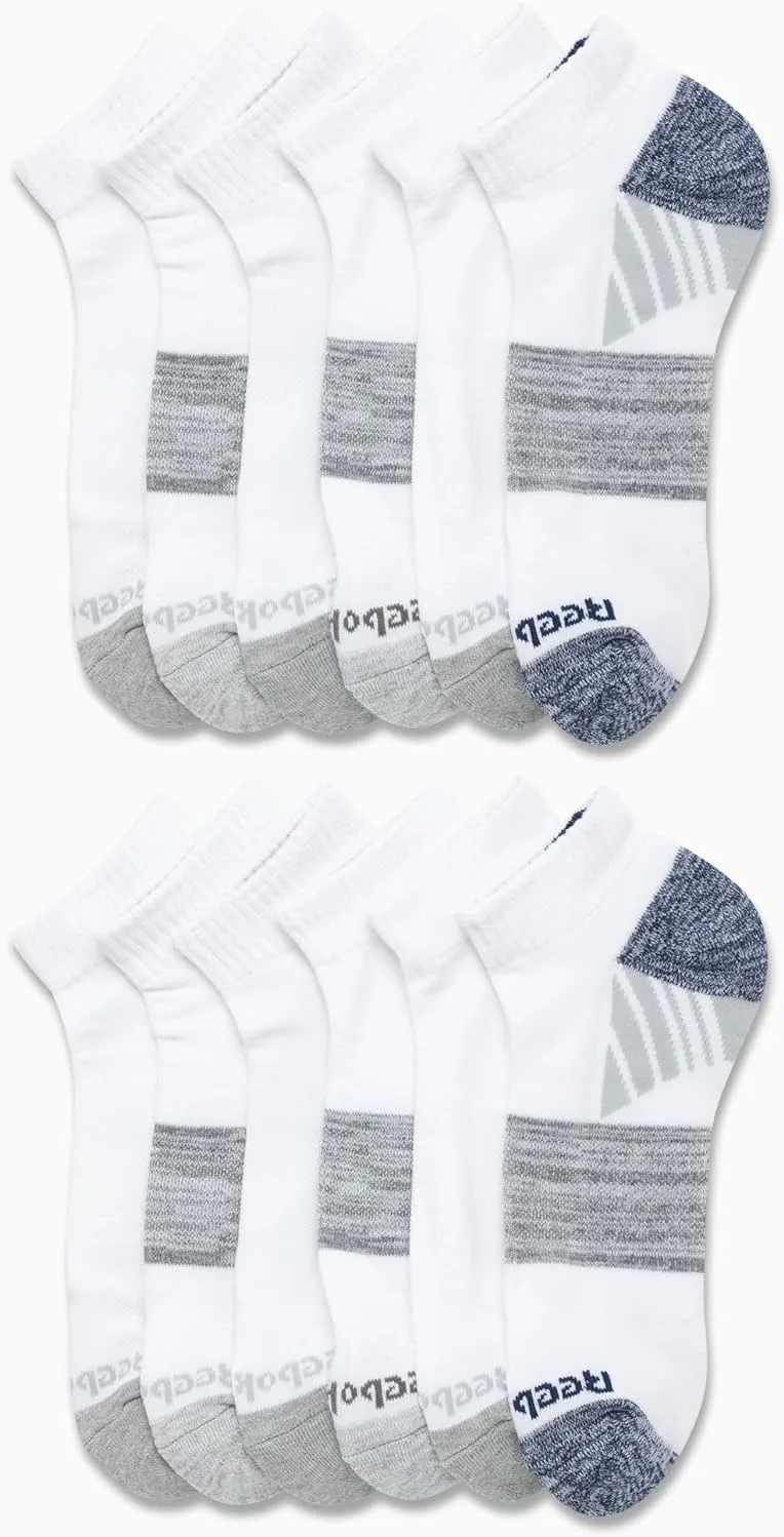 Reebok Men's Quarter Socks - 12 Pack Performance Comfort Athletic Socks - Breathable Ankle Socks for Men (6-12.5)
