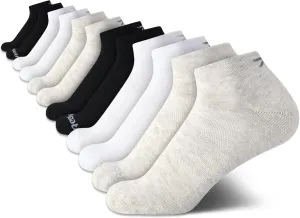 Reebok Women's Quarter Crew Socks - 12 Pack Performance Cushion Comfort Crew Socks - Athletic Socks for Women (4-10)