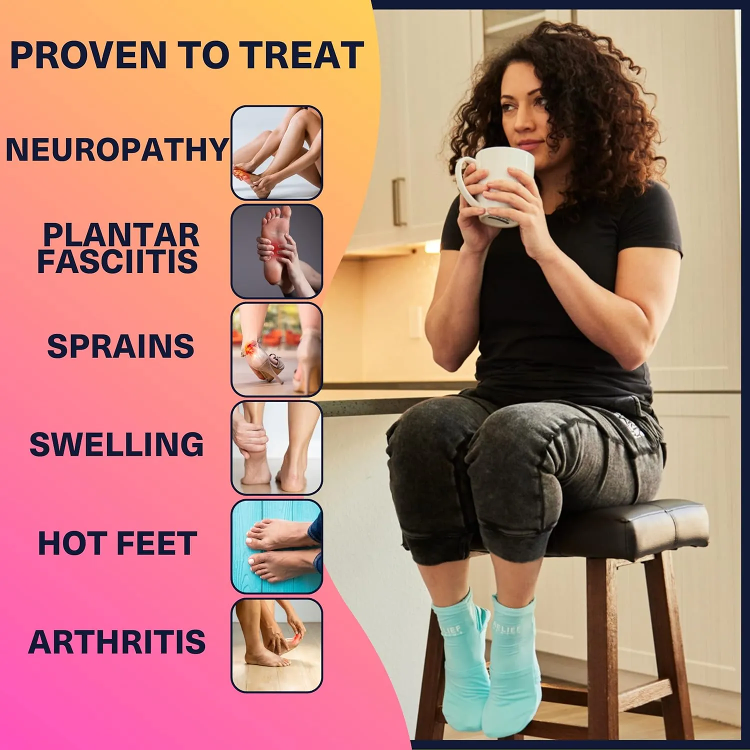 Relief Genius Cold Therapy Socks with Reusable Gel ice Packs - Achieve Relief from Sprains, Muscle Pain, Bruises, Swelling, Edema, Chemotherapy, Arthritis, Post Partum Foot (Blue, Small/Medium)