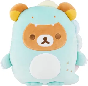 Rilakkuma San-X Original Plays with Dino Flat Mochi Series Plush - Pastel Green - 15-inch Plush