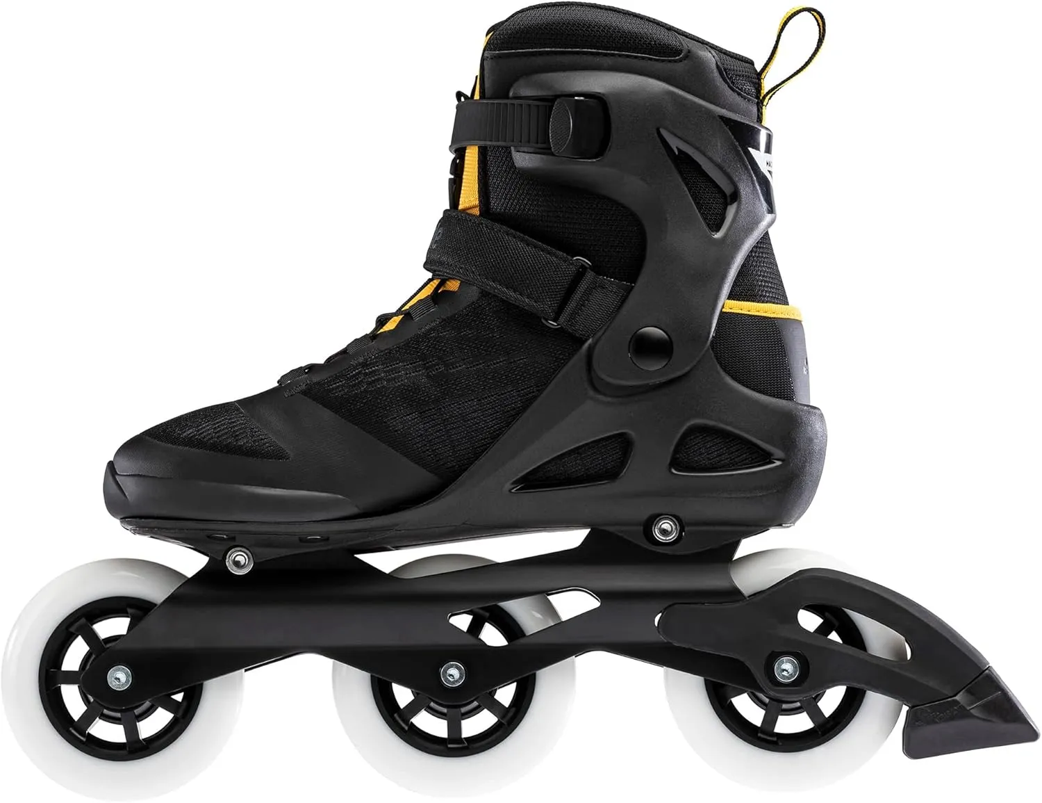 Rollerblade Macroblade 100 3WD Mens Adult Fitness Inline Skate, Black and Saffron Yellow, Performance Inline Skates