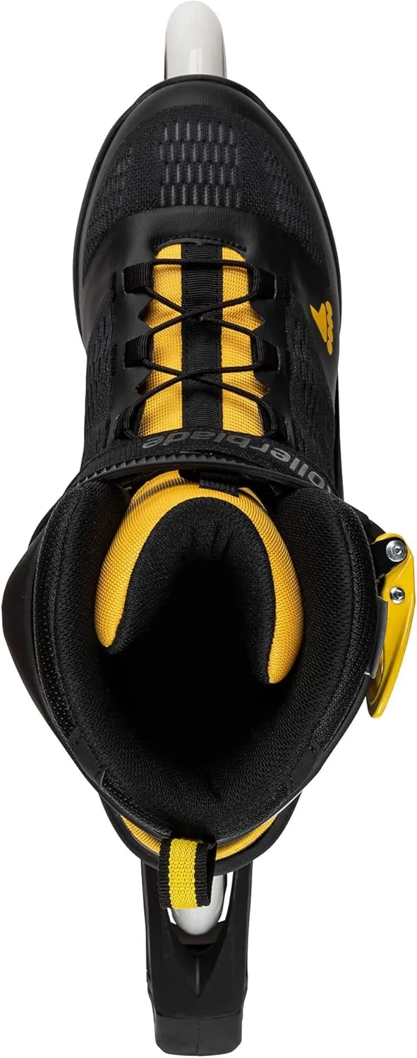 Rollerblade Macroblade 100 3WD Mens Adult Fitness Inline Skate, Black and Saffron Yellow, Performance Inline Skates