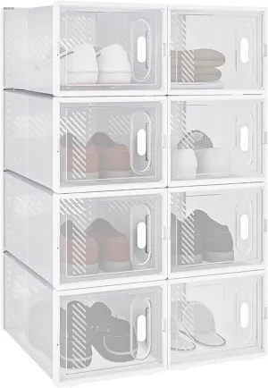 Rootz 18 Set Plastic Shoe Boxes - Stackable Shoe Organizers - Transparent Storage Containers - Durable Plastic - 25cm x 18.5cm x 35.5cm