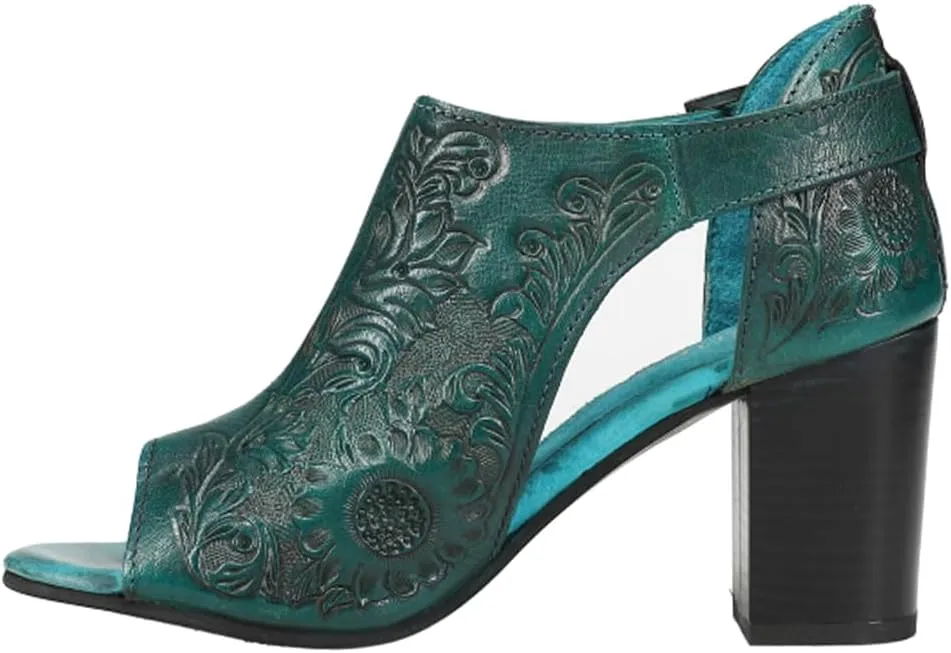 ROPER Womens Mika Floral Embossed Closed Back Block Pumps Dress Casual Casual Mid Heel 2-3" - Brown
