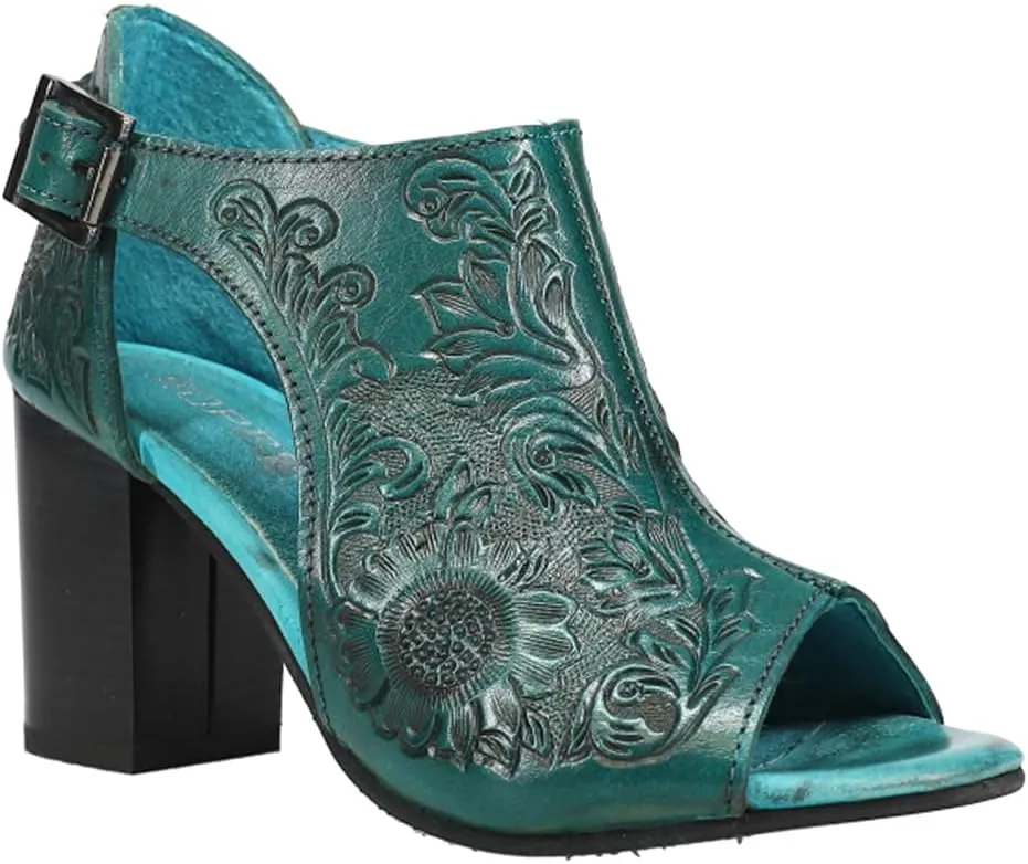 ROPER Womens Mika Floral Embossed Closed Back Block Pumps Dress Casual Casual Mid Heel 2-3" - Brown