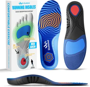 Running Insoles for Men Women & Plantar Fasciitis Relief Shoe Insoles,Extra Shock Absorption Boosts Sports Performance,Arch Support Inserts for Reduce Fatigue -Running Shoe Inserts Medium-High Arch-F