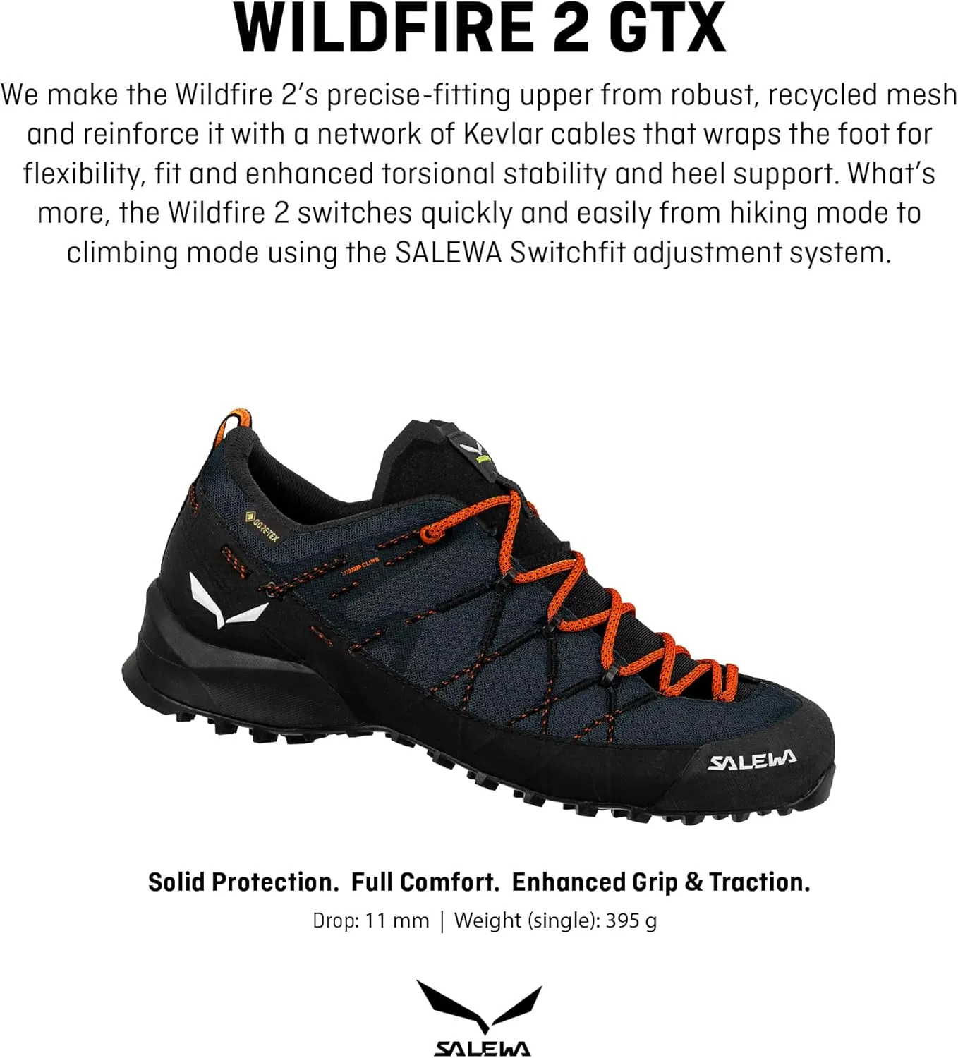 Salewa Men's Wildfire 2 GTX Shoe - GTX Waterproof Gore-Tex Trail Shoe for Hiking & Trekking