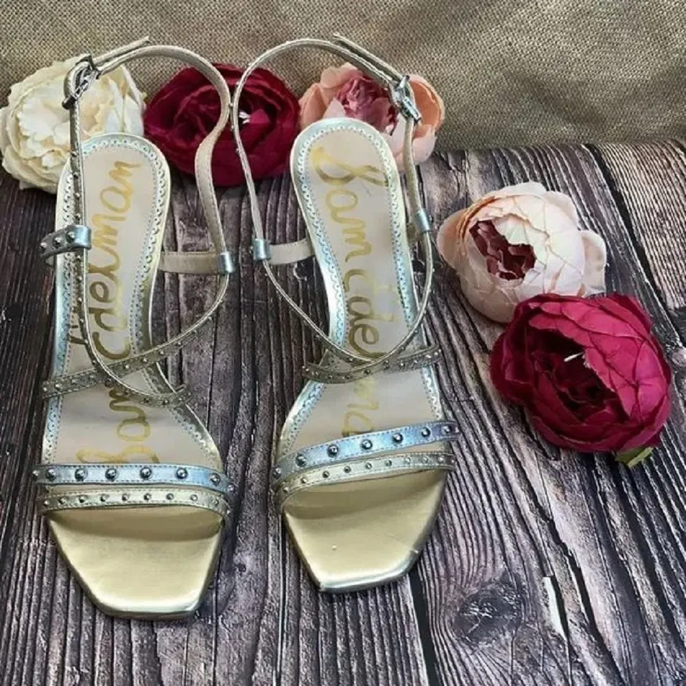 SAM EDELMAN Silver/Gold Leather Lennox Sandal 8M
