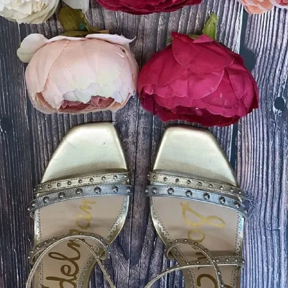SAM EDELMAN Silver/Gold Leather Lennox Sandal 8M