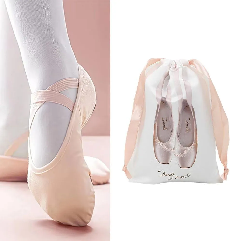 Satin Womens Pointe Shoe Bag Portable Drawstring Shoe Bags for Pointe, Ballet, Dance or Small Accessories Multipurpose Drawstring Sack
