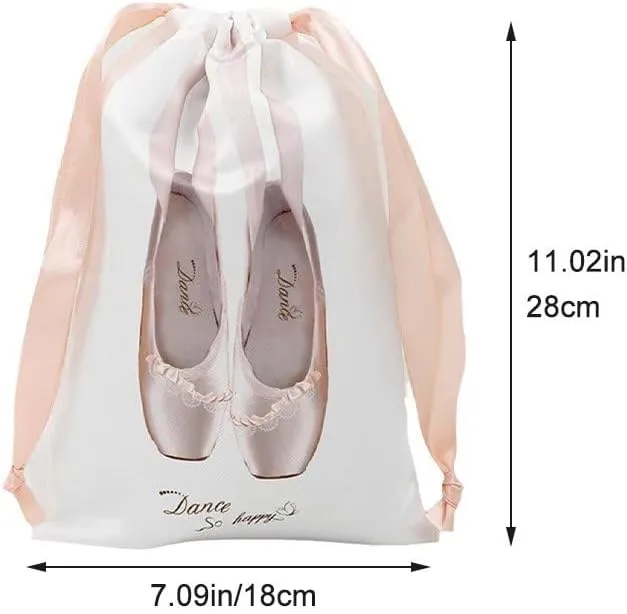 Satin Womens Pointe Shoe Bag Portable Drawstring Shoe Bags for Pointe, Ballet, Dance or Small Accessories Multipurpose Drawstring Sack
