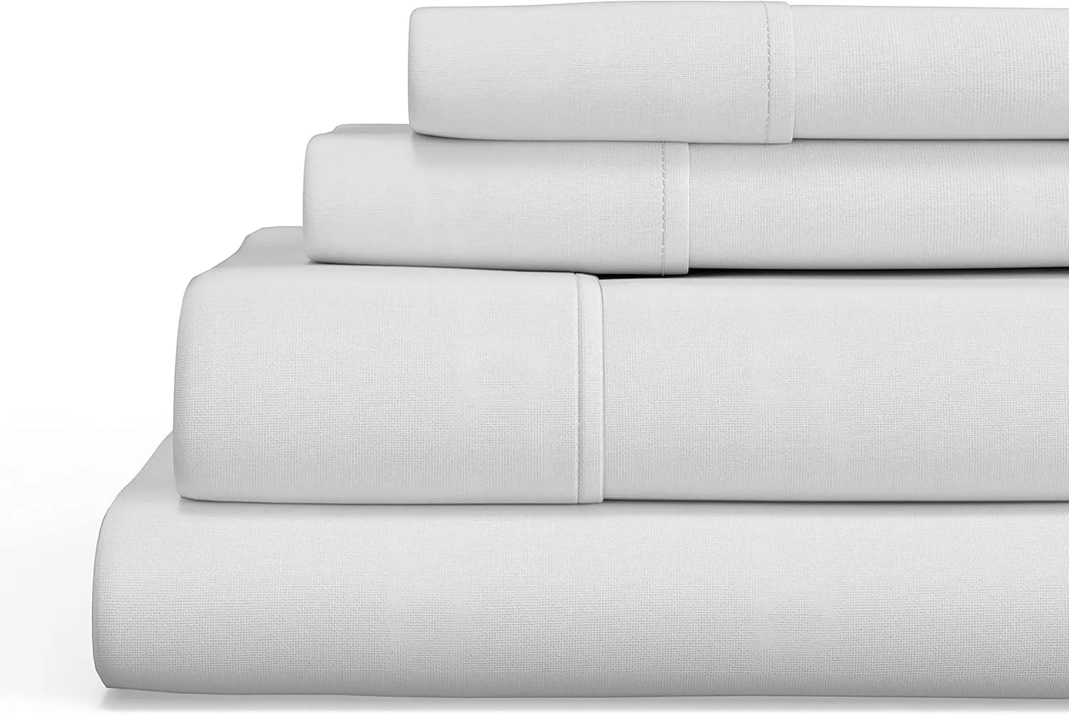 Sealy Clean Comfort 300-Thread Count Cotton Blend Sheets Set with Secure Fit Anchor Bands- Twin Size- White