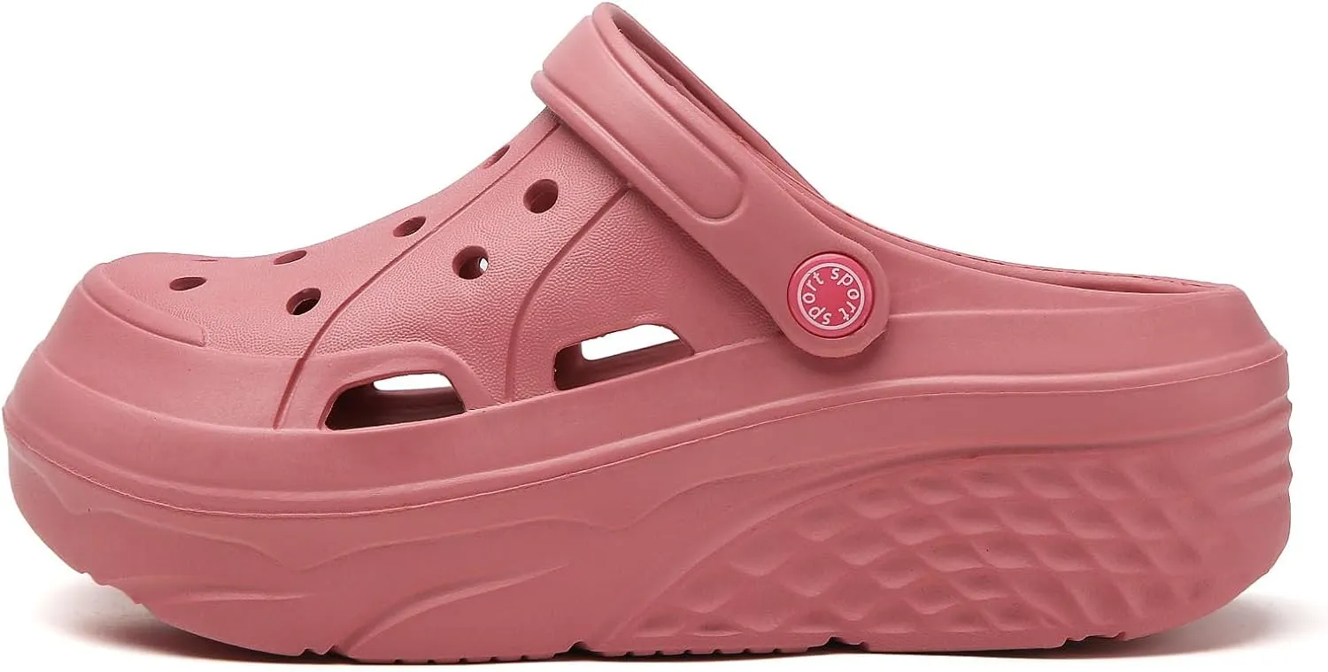SECHRITE Womens Platform Clogs Garden Shoes Waterproof Beach Pool Sandals Summer Mules Home Slippers - Butterfly Series