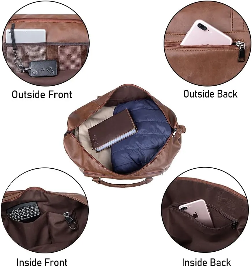 seyfocnia Travel Duffel Bags for Women,Weekender Overnight Bag with Shoe Pouch Large Carry On Bag Travel Tote Duffel Bag for Women (Brown)