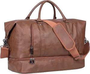 seyfocnia Travel Duffel Bags for Women,Weekender Overnight Bag with Shoe Pouch Large Carry On Bag Travel Tote Duffel Bag for Women (Brown)