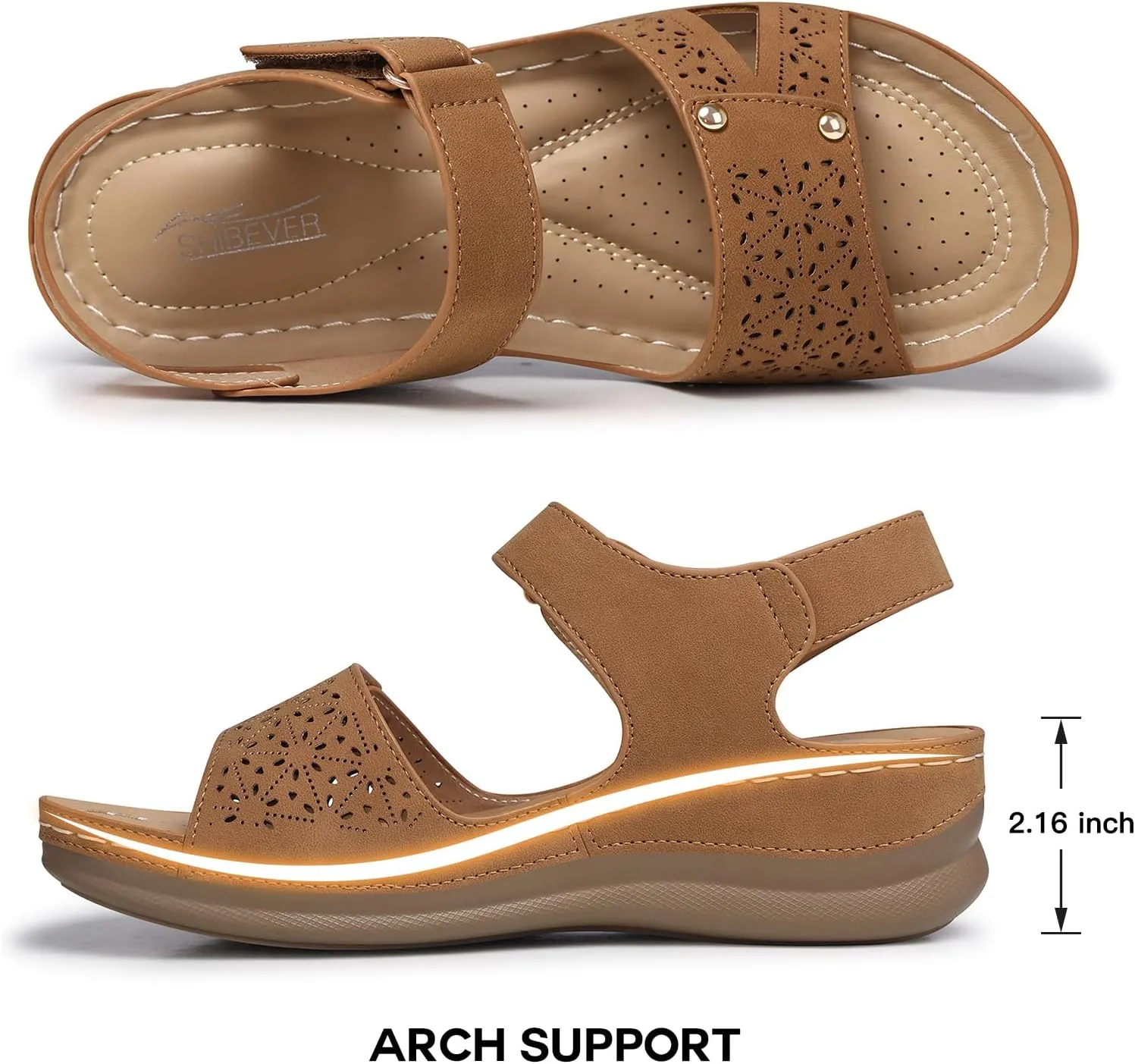 SHIBEVER Flat Sandals for Women Dressy: Comfortable Flats Sandals Women Open Toe Ankle Strap Walking Shoes Summer