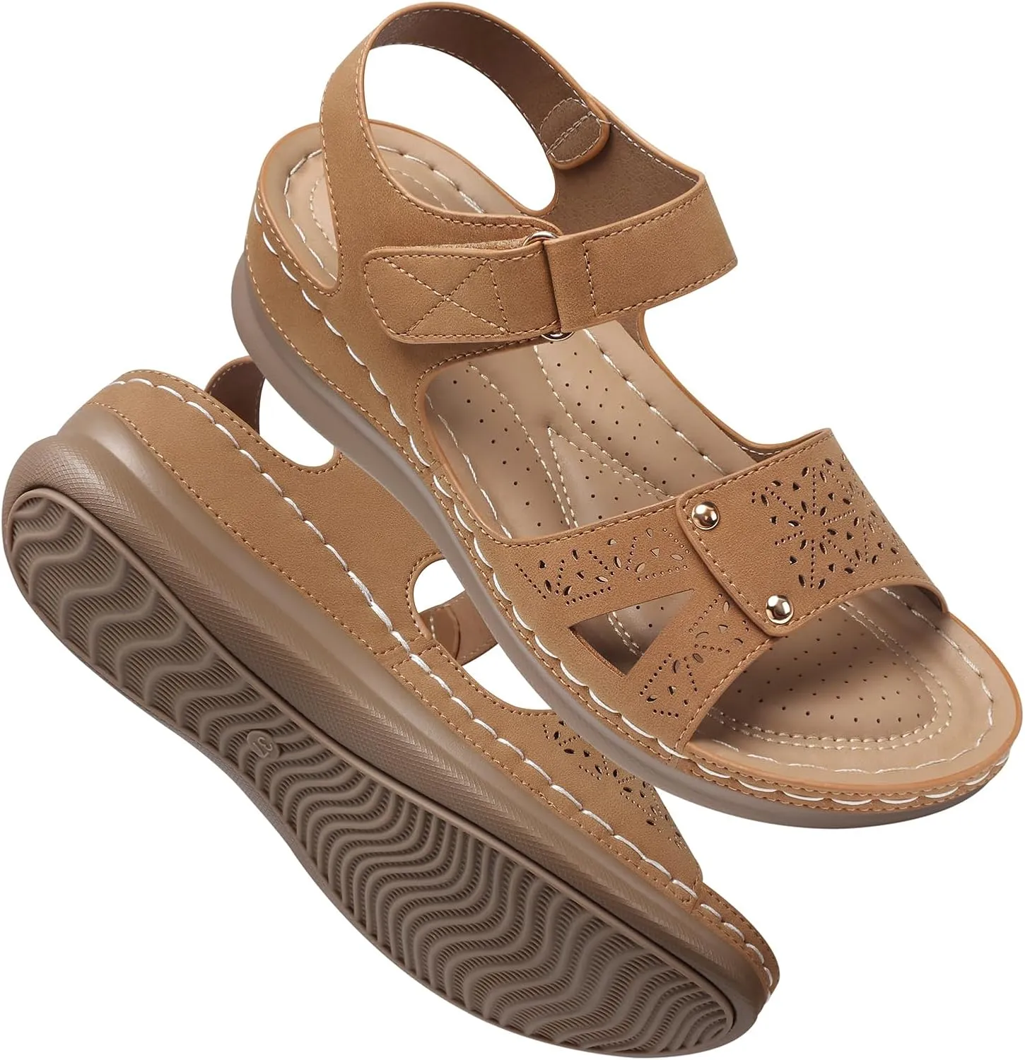 SHIBEVER Flat Sandals for Women Dressy: Comfortable Flats Sandals Women Open Toe Ankle Strap Walking Shoes Summer