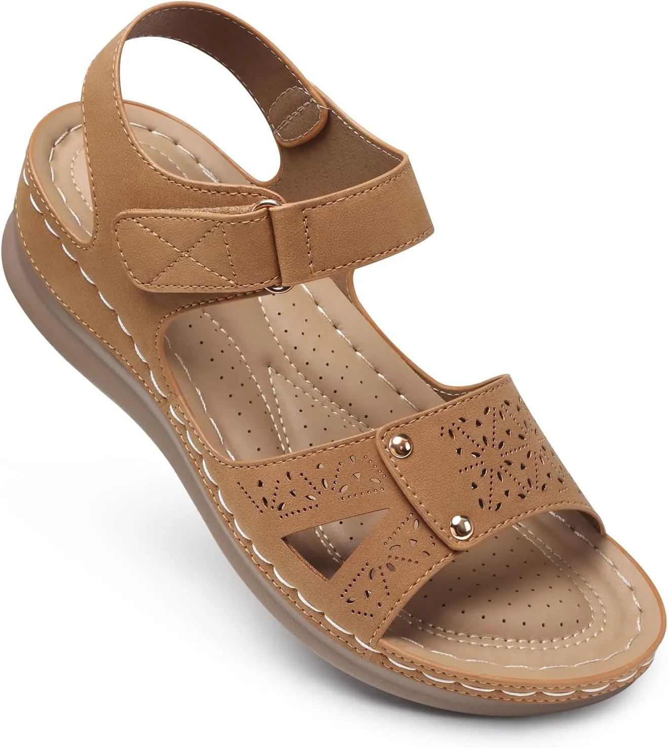 SHIBEVER Flat Sandals for Women Dressy: Comfortable Flats Sandals Women Open Toe Ankle Strap Walking Shoes Summer
