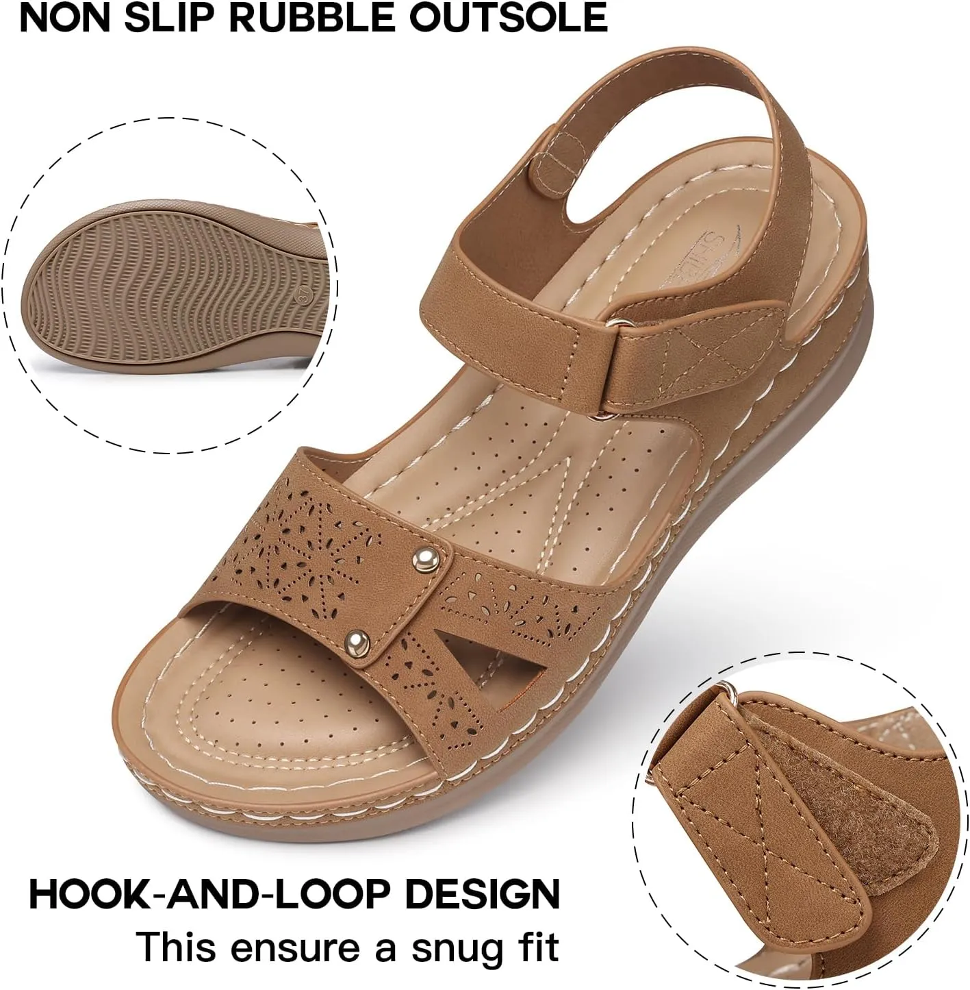 SHIBEVER Flat Sandals for Women Dressy: Comfortable Flats Sandals Women Open Toe Ankle Strap Walking Shoes Summer