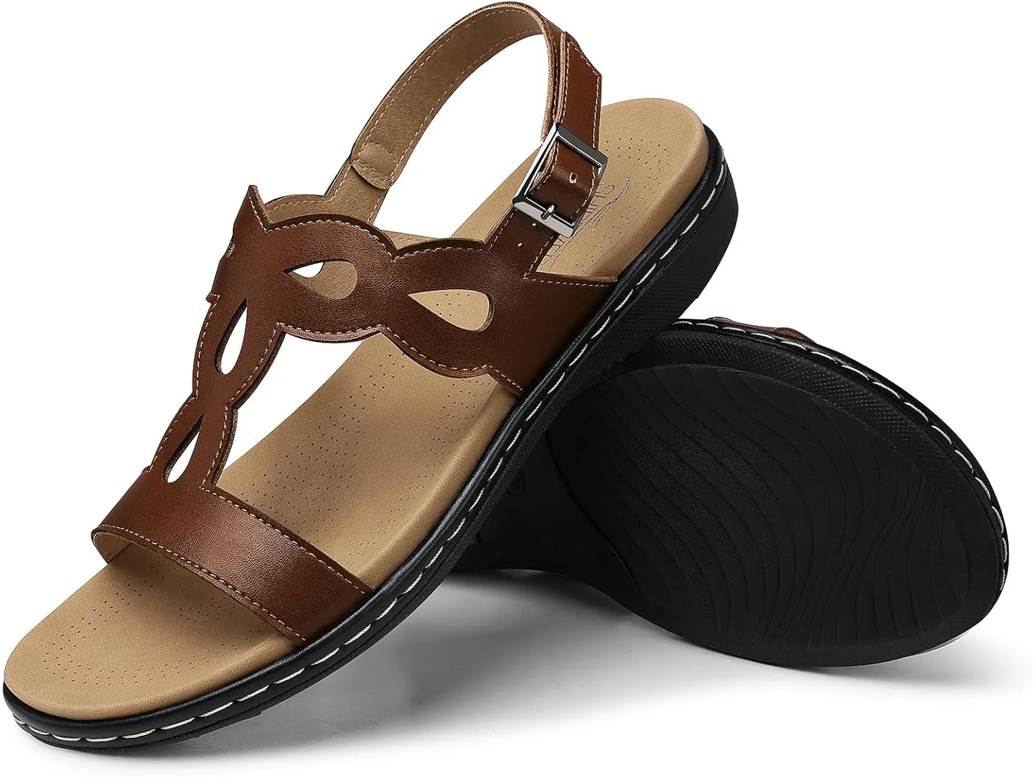 SHIBEVER Flat Sandals for Women Dressy: Comfortable Open Toe Sandal - Summer Comfort Ladies Walking Sandals