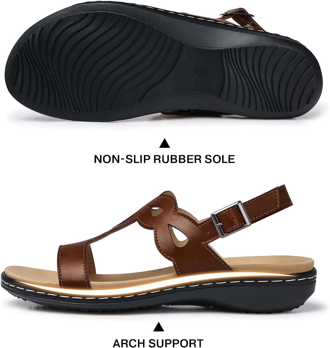 SHIBEVER Flat Sandals for Women Dressy: Comfortable Open Toe Sandal - Summer Comfort Ladies Walking Sandals