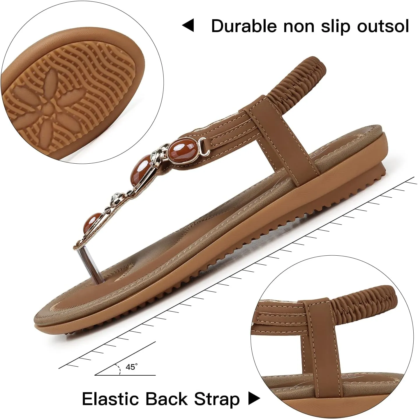 SHIBEVER Flat Sandals for Women Dressy: Summer Comfortable Dress Thong Flats Sandal