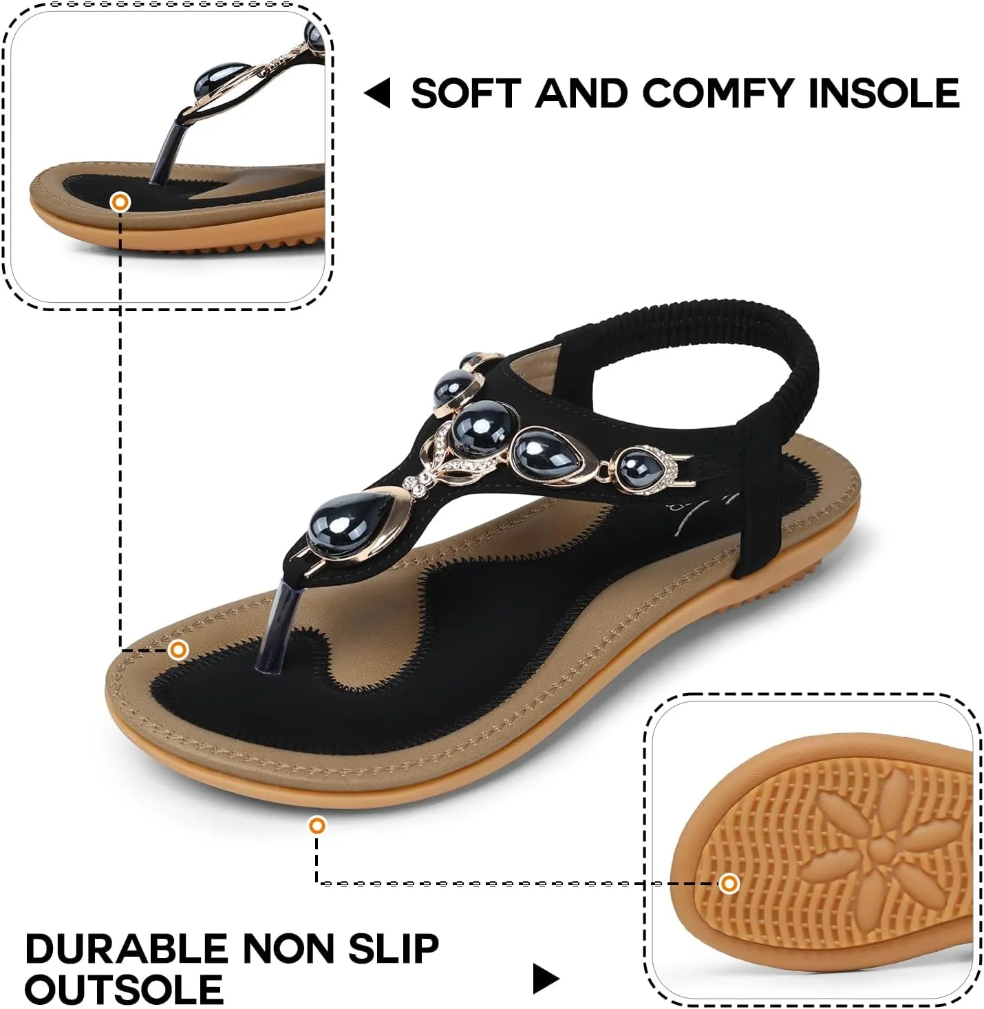 SHIBEVER Flat Sandals for Women Dressy: Summer Comfortable Dress Thong Flats Sandal