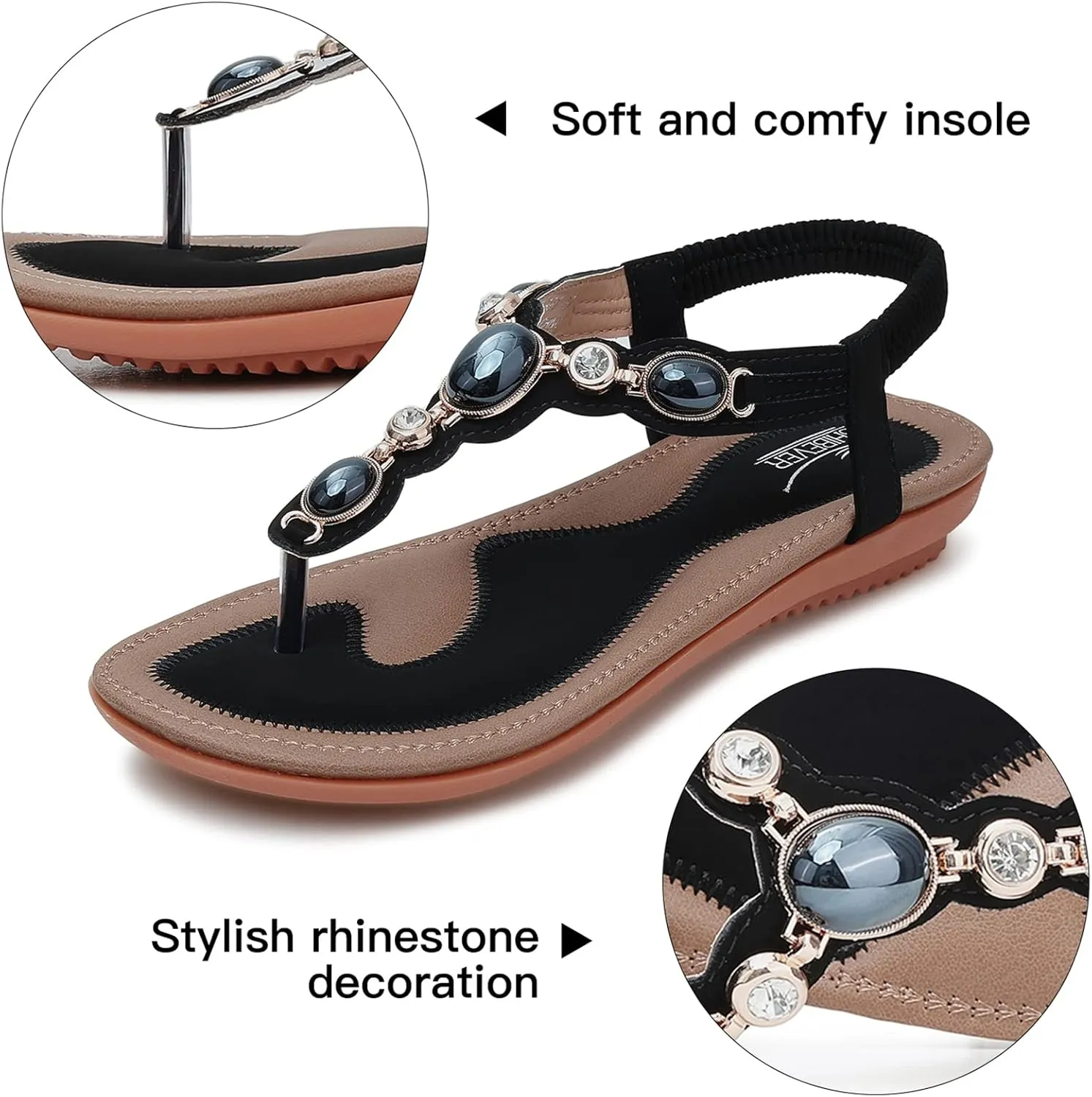 SHIBEVER Flat Sandals for Women Dressy: Summer Comfortable Dress Thong Flats Sandal