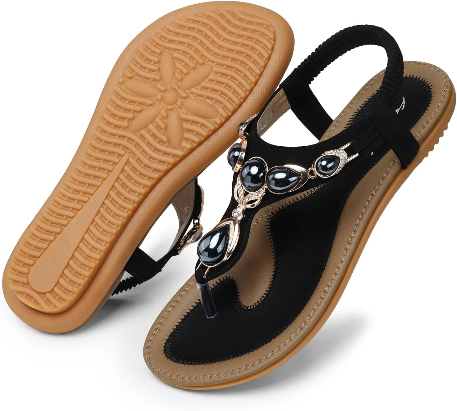 SHIBEVER Flat Sandals for Women Dressy: Summer Comfortable Dress Thong Flats Sandal