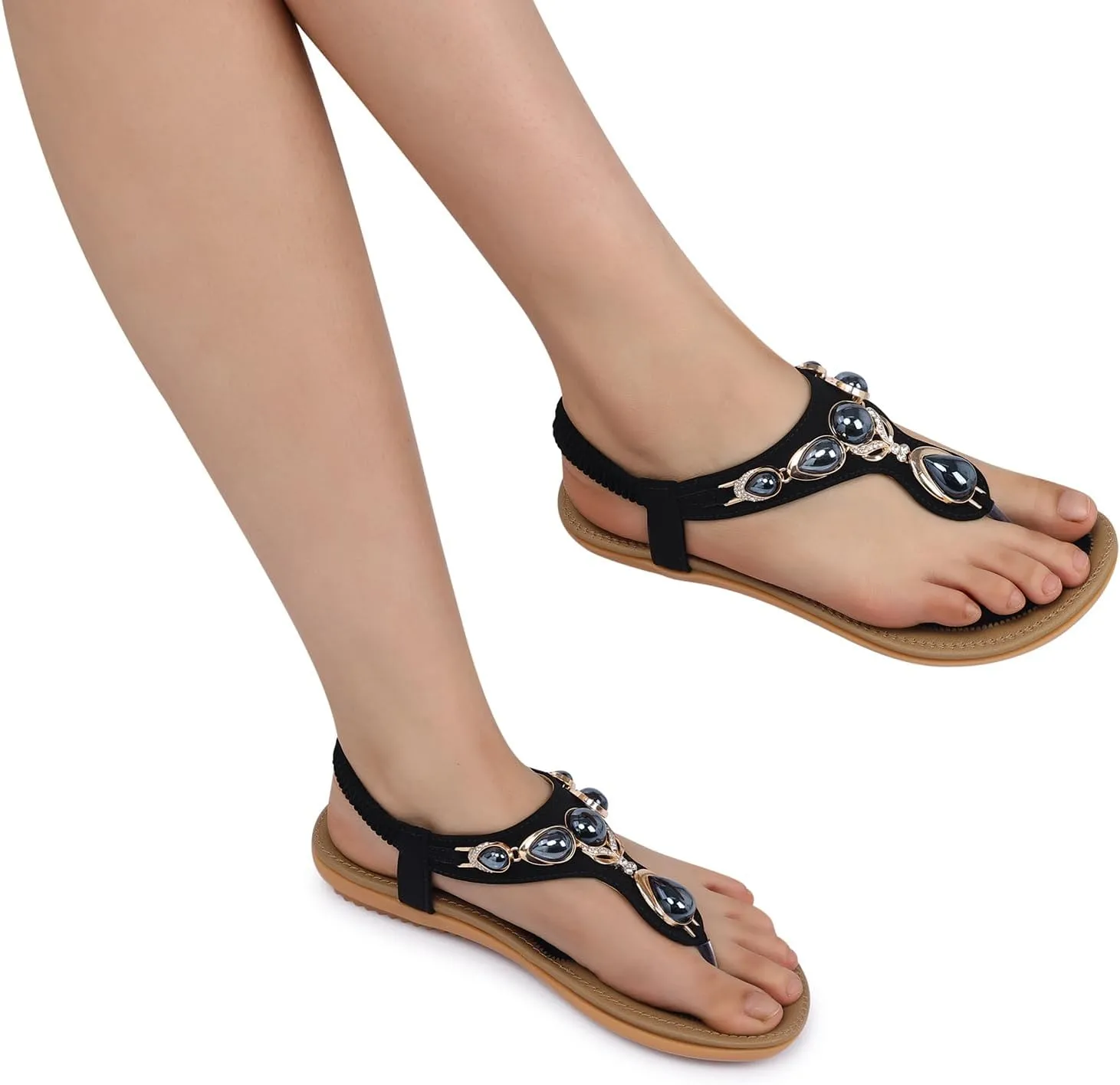 SHIBEVER Flat Sandals for Women Dressy: Summer Comfortable Dress Thong Flats Sandal
