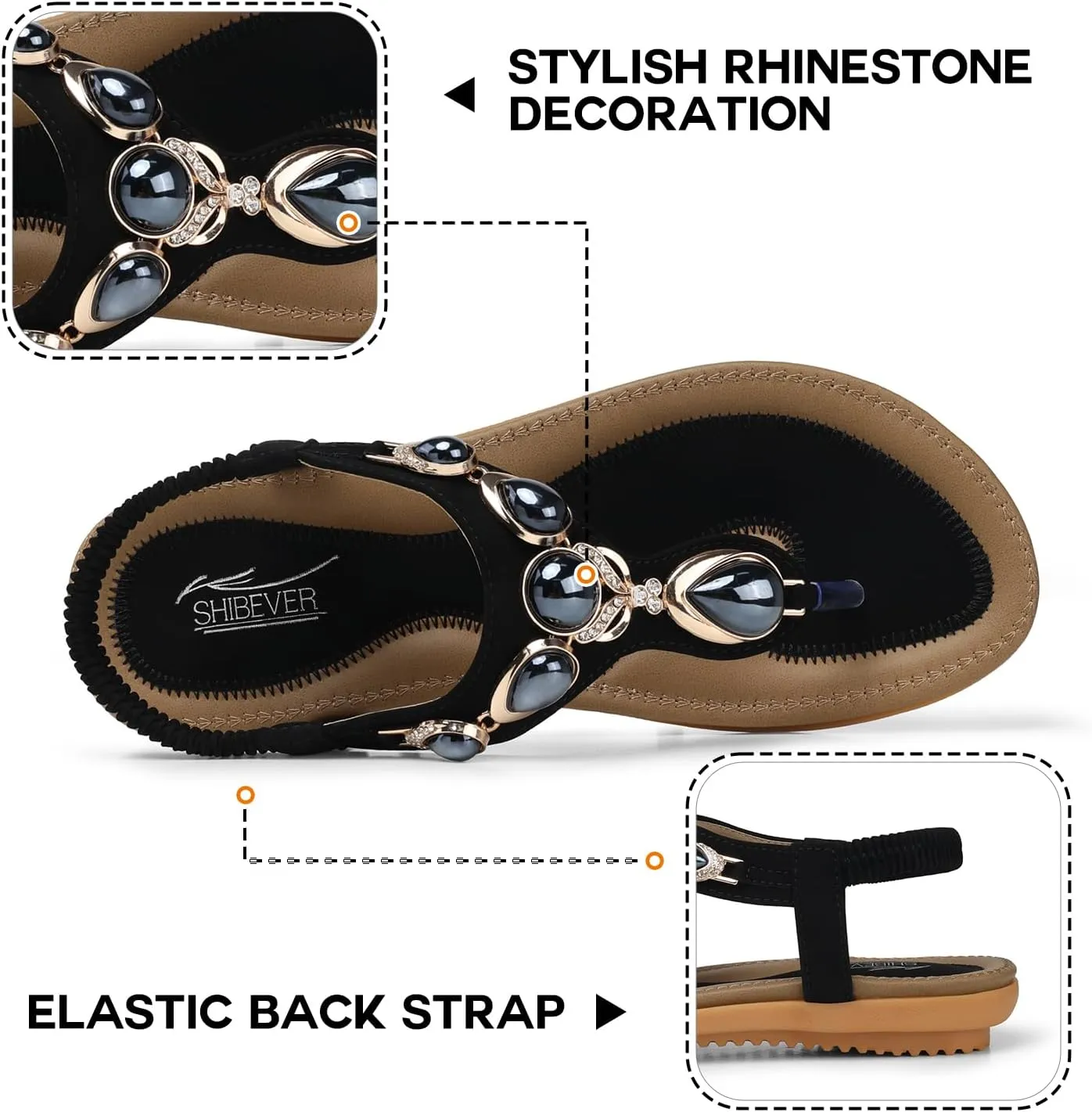 SHIBEVER Flat Sandals for Women Dressy: Summer Comfortable Dress Thong Flats Sandal