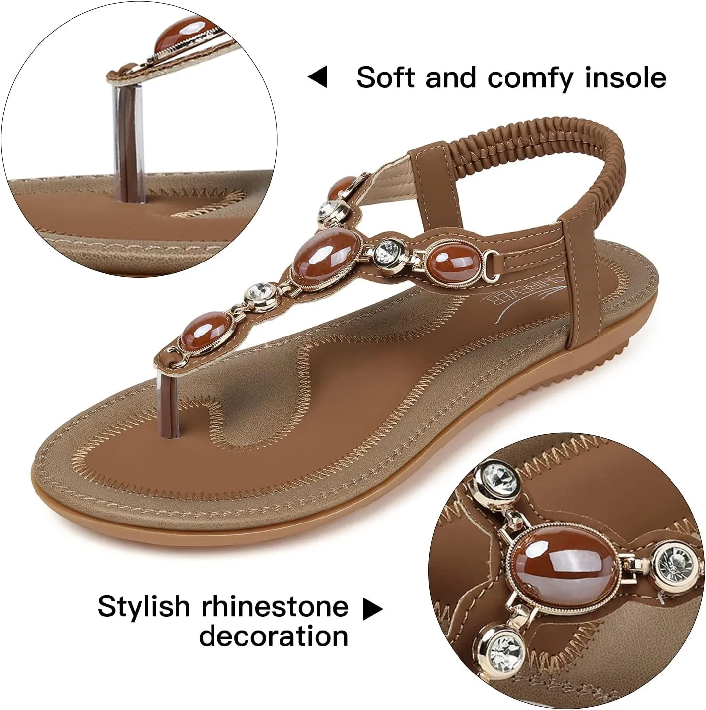 SHIBEVER Flat Sandals for Women Dressy: Summer Comfortable Dress Thong Flats Sandal