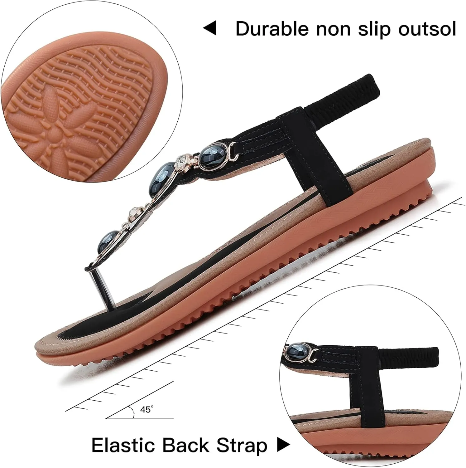 SHIBEVER Flat Sandals for Women Dressy: Summer Comfortable Dress Thong Flats Sandal