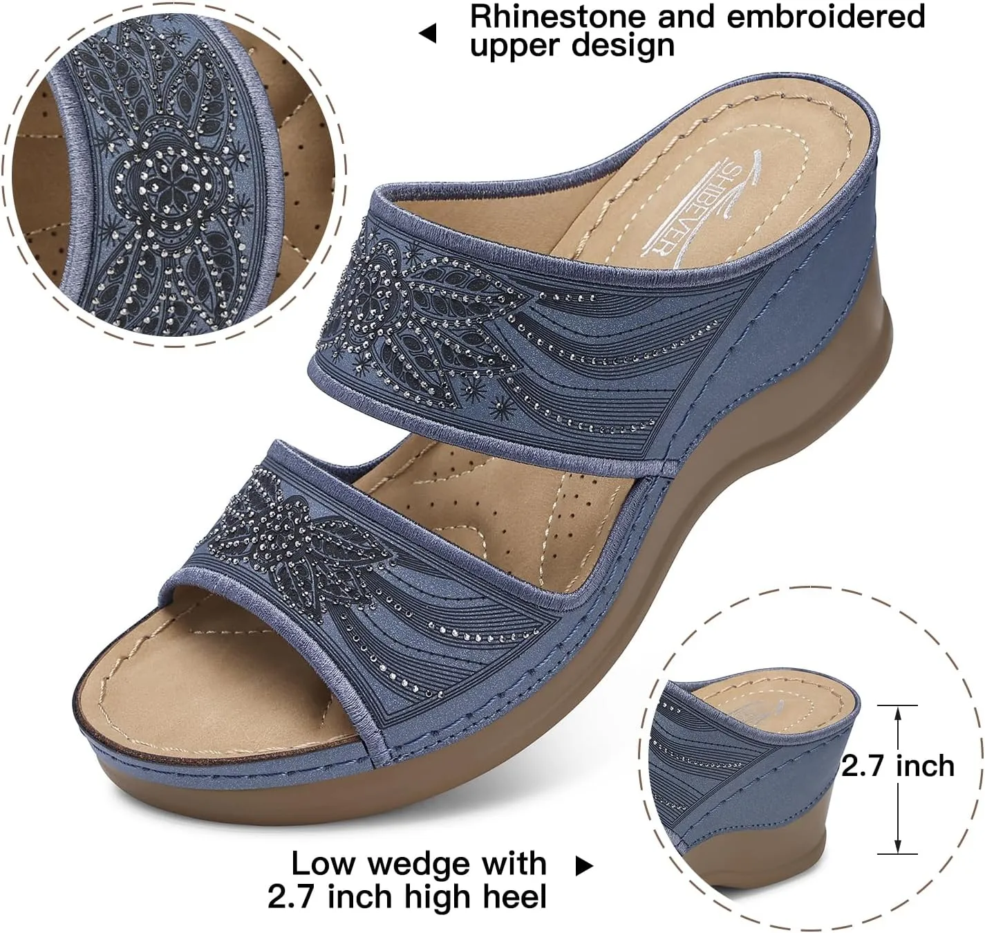 SHIBEVER Wedge Sandals For Women Dressy: Comfortable Summer - Slip On Womens Sandal