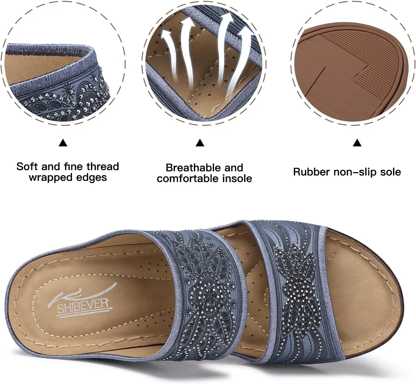 SHIBEVER Wedge Sandals For Women Dressy: Comfortable Summer - Slip On Womens Sandal