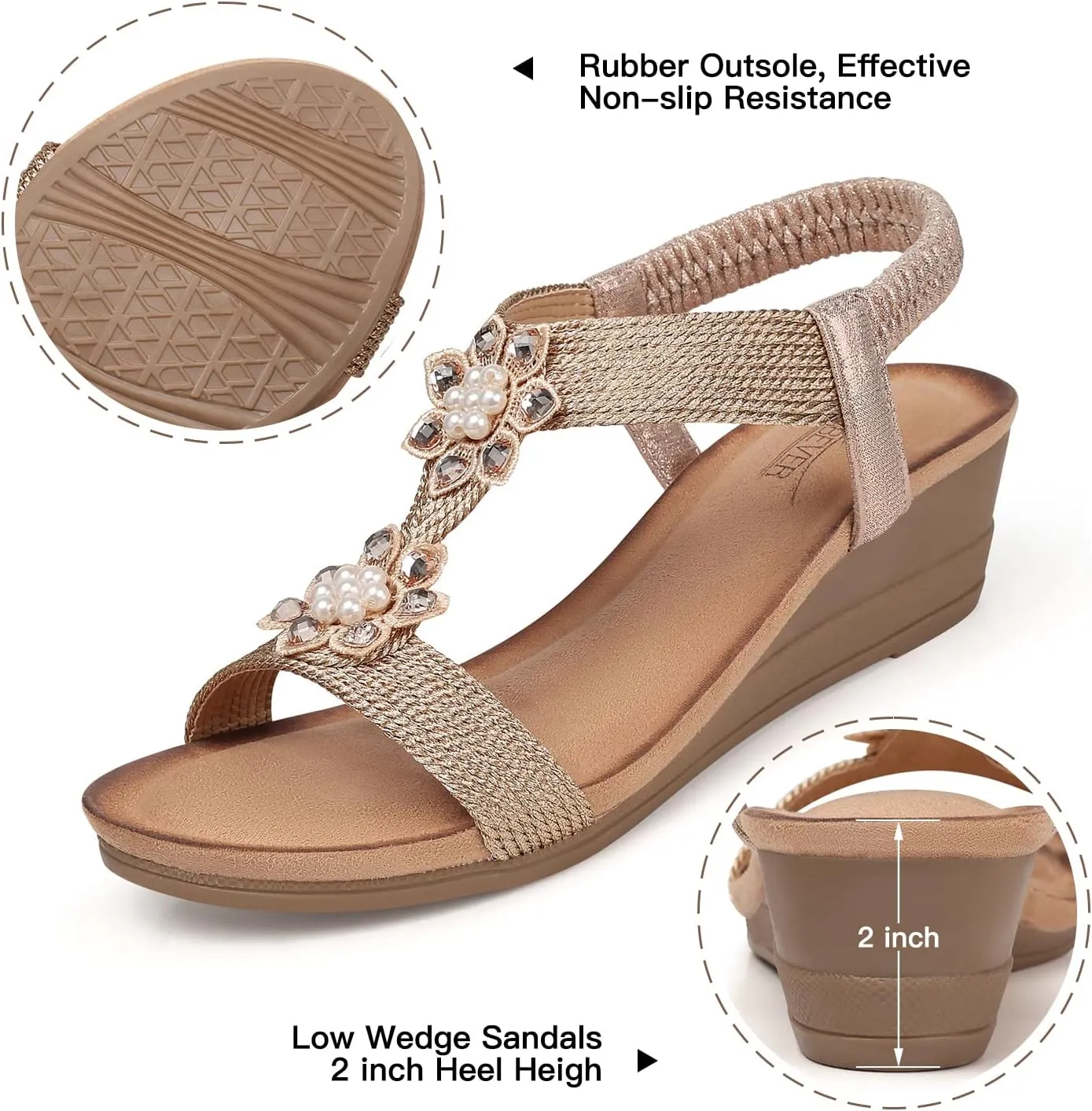 SHIBEVER Wedge Sandals for Women Dressy: Summer Low Wedges Comfortable Open Toe Sandals
