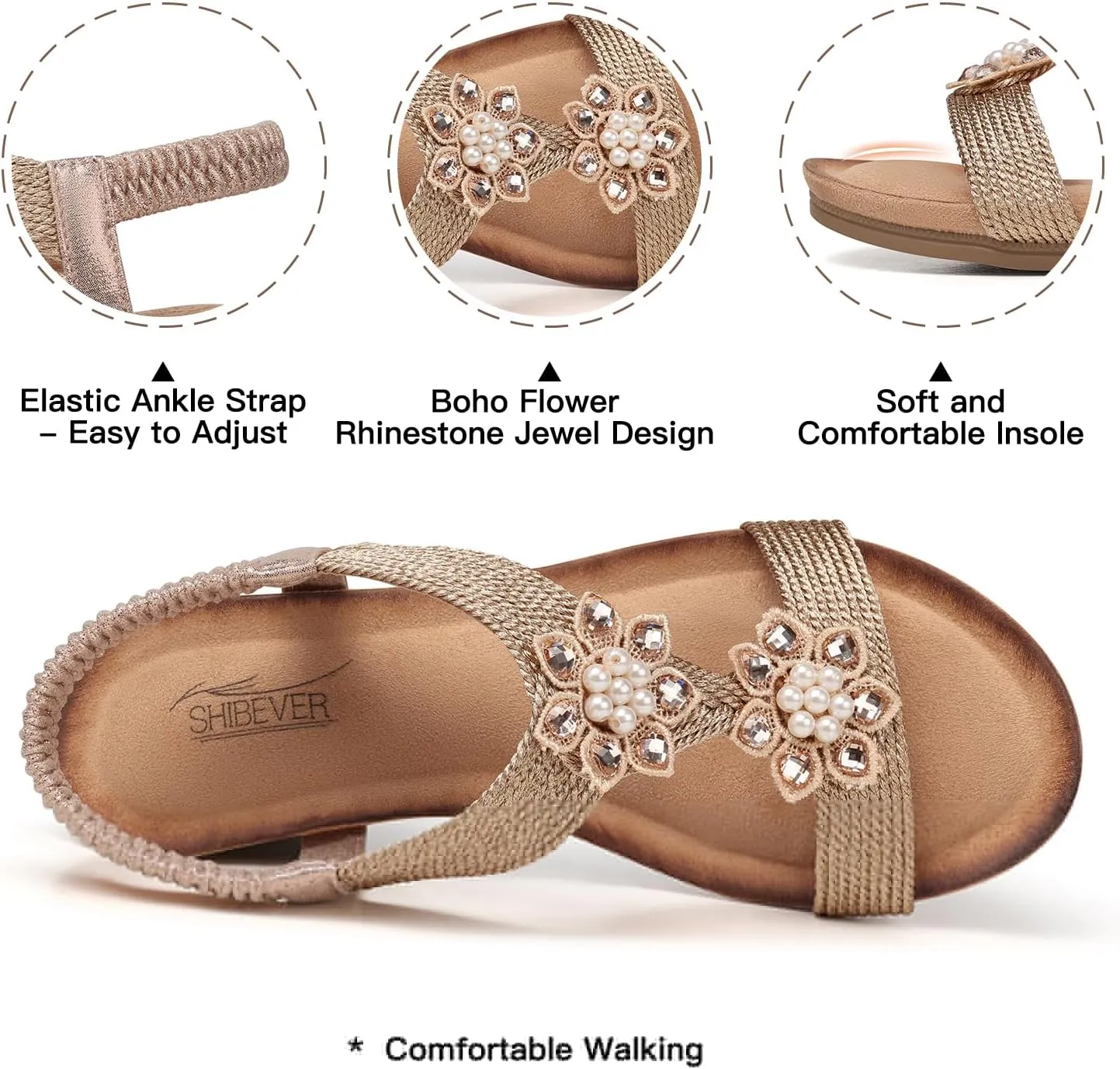 SHIBEVER Wedge Sandals for Women Dressy: Summer Low Wedges Comfortable Open Toe Sandals