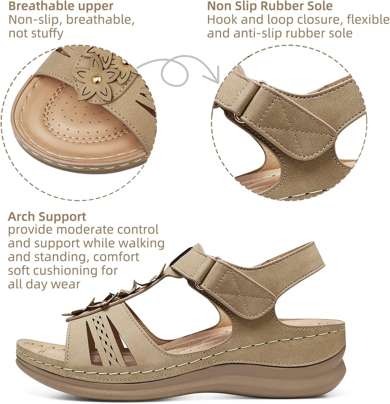 SHIBEVER Wedge Sandals for Women Dressy: Women Comfortable Summer Platform Casual Dress Sandal