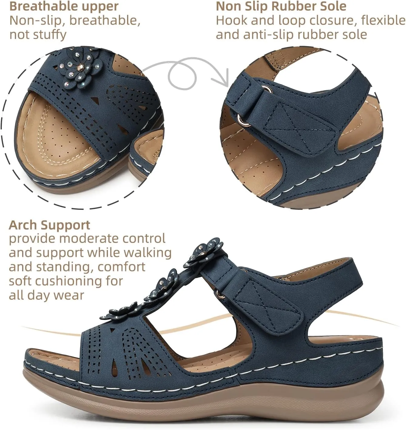SHIBEVER Wedge Sandals for Women Dressy: Women Comfortable Summer Platform Casual Dress Sandal