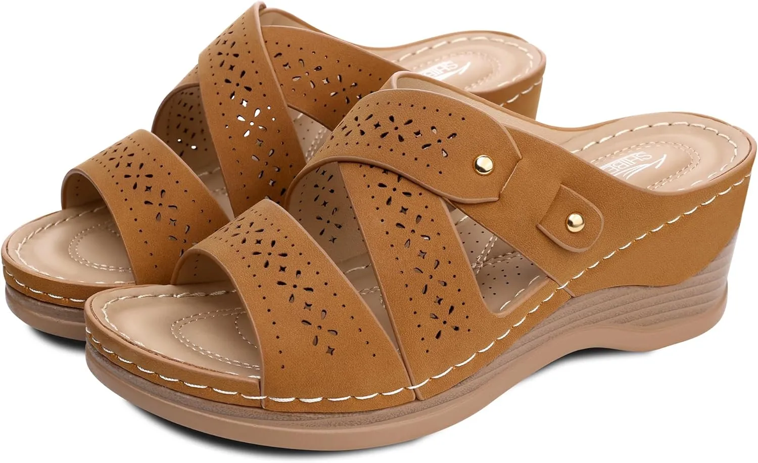 SHIBEVER Wedge Sandals Women Summer: Comfortable Open Toe Dressy Platform Sandal Shoes