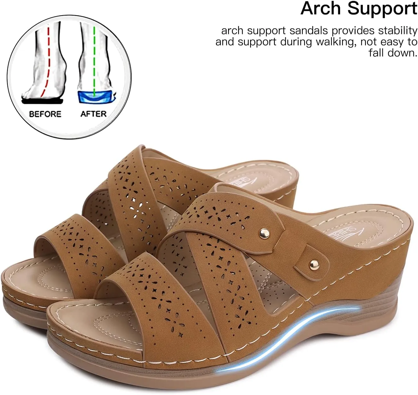 SHIBEVER Wedge Sandals Women Summer: Comfortable Open Toe Dressy Platform Sandal Shoes