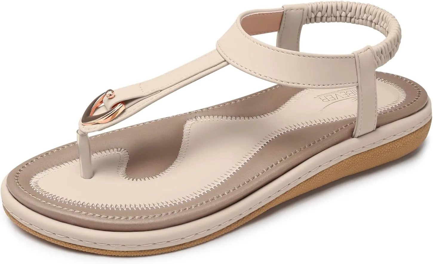 SHIBEVER Womens Sandals Summer Flat: Dressy Casual T-Strap Flip Flop Thong Flats Sandals - Comfortable Walking