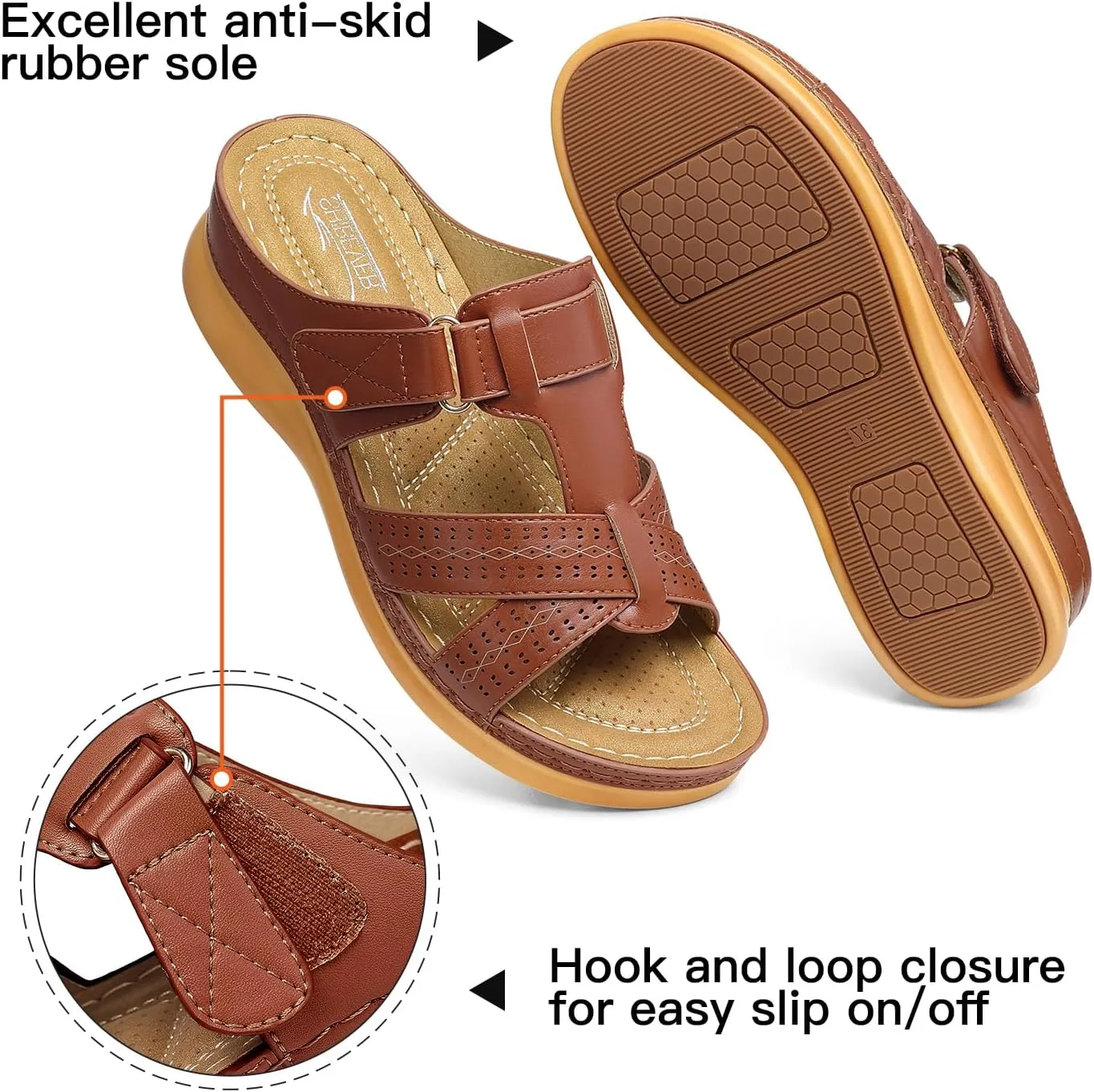 SHIBEVER Womens Sandals Wedge Comfortable: Orthopedic Wedge Sandalias Women - Slip on Platform Sandals