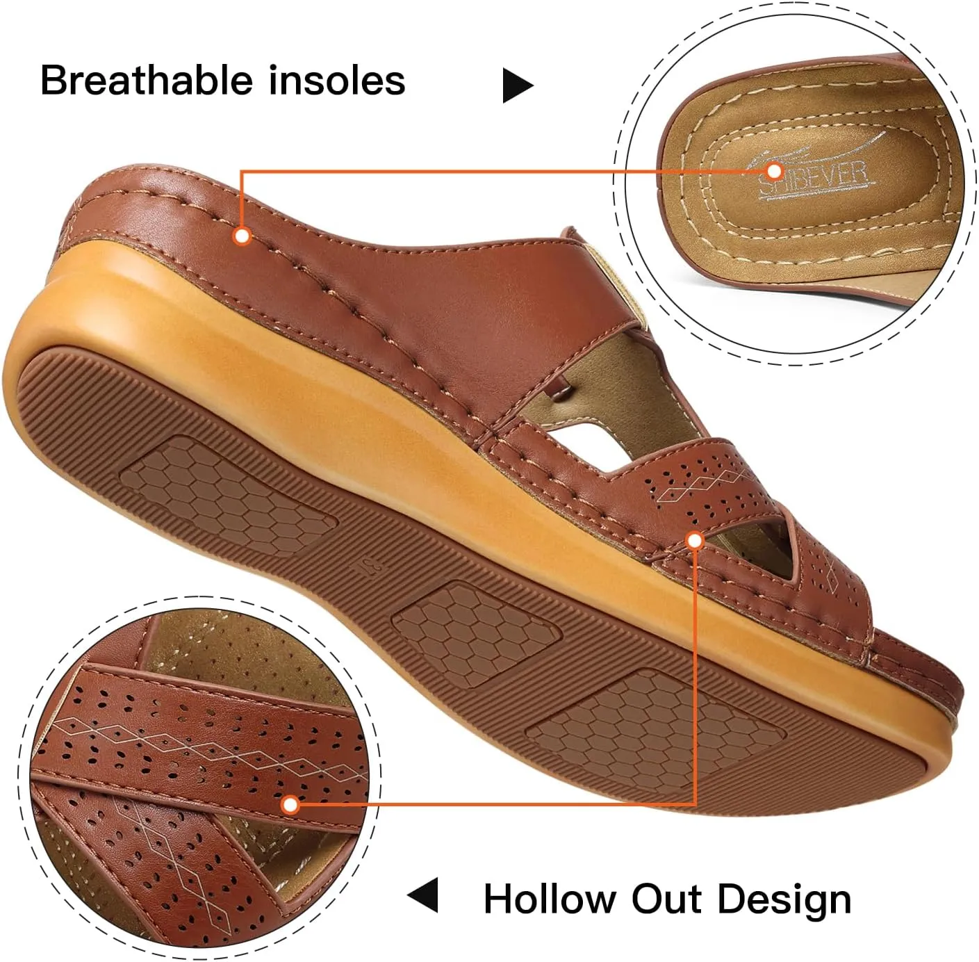 SHIBEVER Womens Sandals Wedge Comfortable: Orthopedic Wedge Sandalias Women - Slip on Platform Sandals