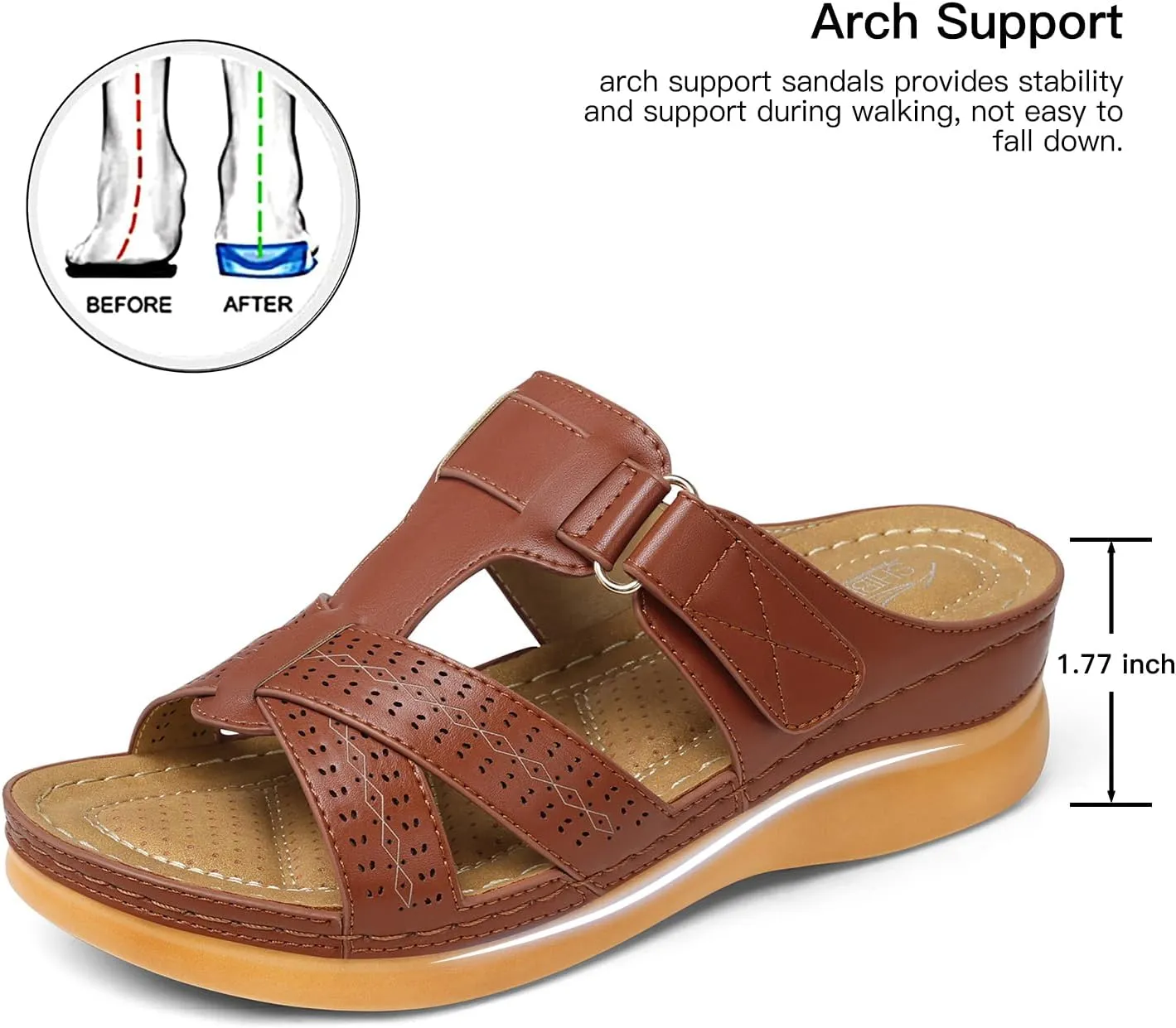 SHIBEVER Womens Sandals Wedge Comfortable: Orthopedic Wedge Sandalias Women - Slip on Platform Sandals