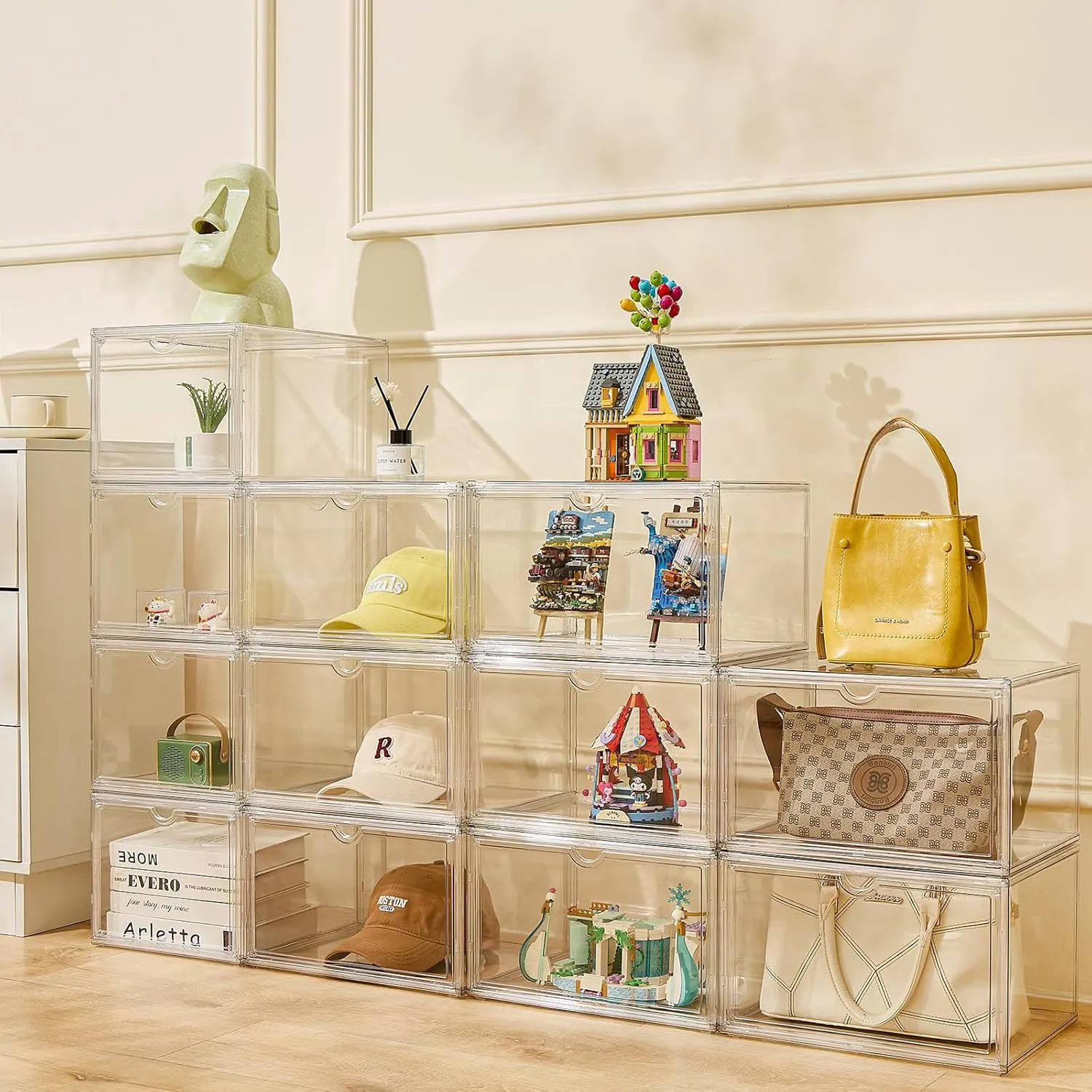 Shoe Boxes Clear Plastic Stackable Acrylic Sneaker Shoe Display Case Transparent Display Case Clear Storage Bins With Lids Acrylic Boxes for Display Shoe Organizer Containers