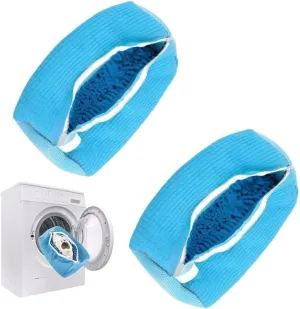 Shoe Laundry Bags for Washing Machine, 4 Pcs Shoe Washing Bag, Laundry Shoe Bag for Washer and Dryer, Reusable Shoe Washing Bags Shoe Washing Machine Bag (Blue-2Pcs)