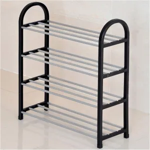 Shoe Rack 4-Tier Shoe Rack Organizer Entryway Shoe Storage Plastic Multi-Functional Shoe Tower Shelf Space-Saving and Easy to Assemble Shoe Shelf (Color : Blue) (Black)